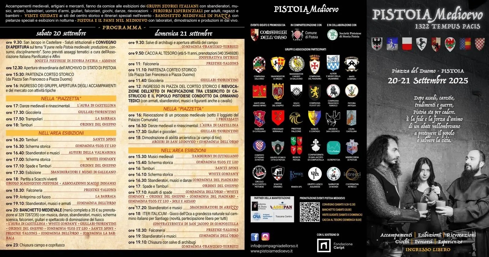Programma Festa medioevale di Pistoia